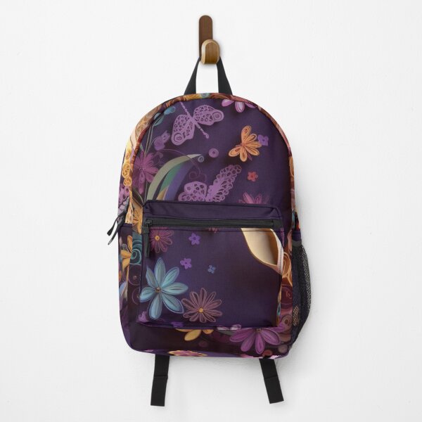 Item preview, Giraffe made of flowers and butterflies on a purple background. designed and sold by aiphotosart.