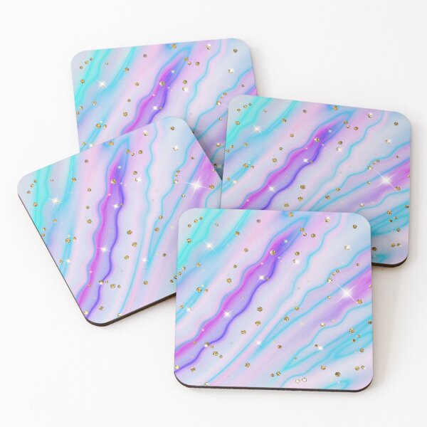 Item preview, Mermaid Sparkly Turquoise Purple and Gold Glitter Agate stone designed and sold by WOW TeesAndThings.
