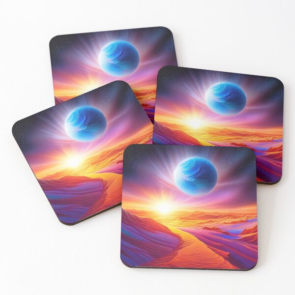 Item preview, Desert Sunrise Holographic Astral Cosmic Illustration | Stunning Art Print and Home Decor designed and sold by LuminoArt.