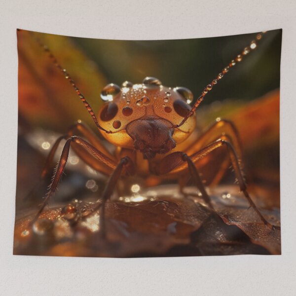 Item preview, Dewy Warrior: A Close-up Encounter with an Army Ant on an Autumn Leaf designed and sold by luvablelifeform.