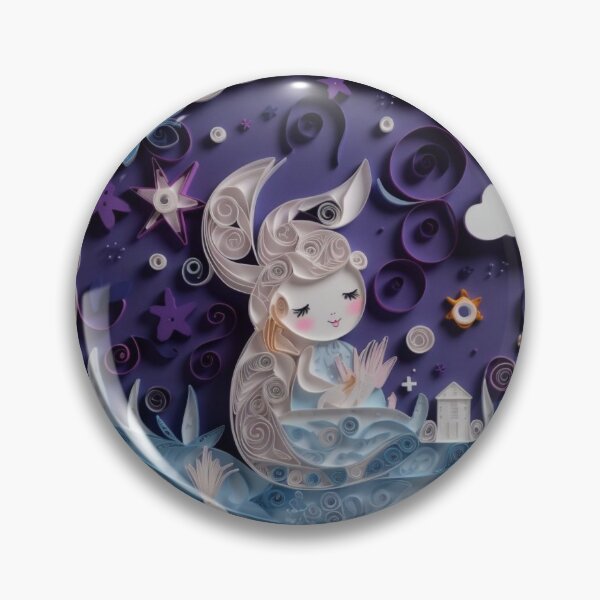 Artikelvorschau, Cute cartoon mermaid in the moon with purple flowers and clouds. entworfen und verkauft von aiphotosart.