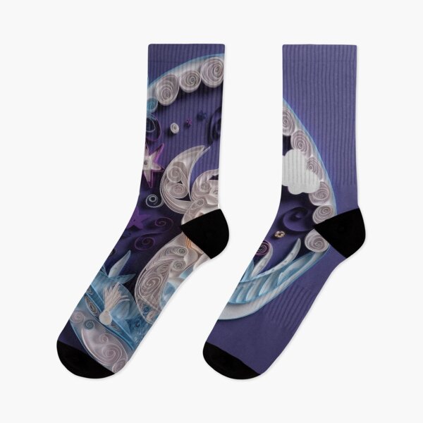 Artikelvorschau, Cute cartoon mermaid in the moon with purple flowers and clouds. entworfen und verkauft von aiphotosart.