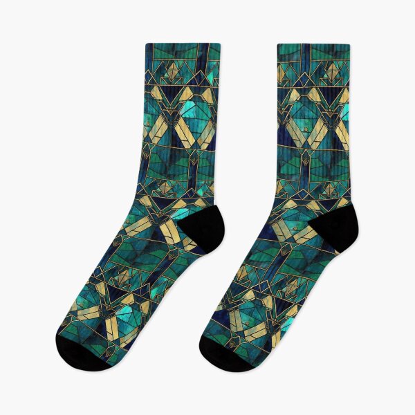 Item preview, Green Blue Teal Gold Stained Glass Pattern designed and sold by Sturdust.