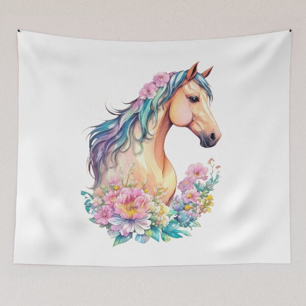 Item preview, Beautiful Mare Pony Horse Flowers Floral designed and sold by LuminOrb.