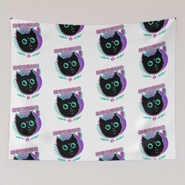 Item preview, TECHNO -  Techno Cat (pink/teal) designed and sold by Discothreadz.