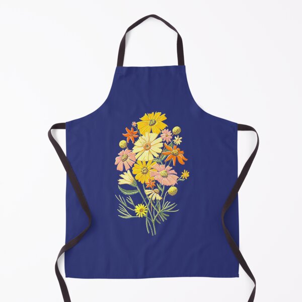 Artikelvorschau, Fröhliche Wildblumen auf marineblauer Kunst von Jen Montgomery Jen Montgomery transparent entworfen und verkauft von spoanflih90.