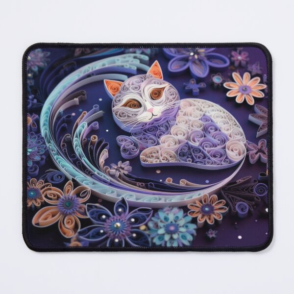 Artikelvorschau, Fantasy flowers in the form of a cat on a purple background entworfen und verkauft von aiphotosart.