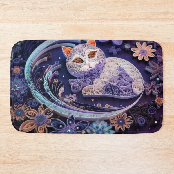 Artikelvorschau, Fantasy flowers in the form of a cat on a purple background entworfen und verkauft von aiphotosart.