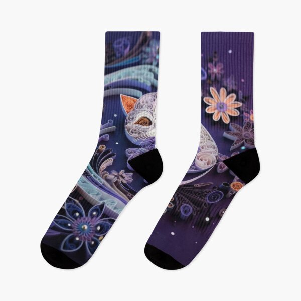Item preview, Fantasy flowers in the form of a cat on a purple background designed and sold by aiphotosart.