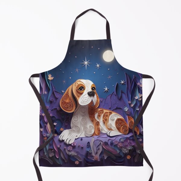 Artikelvorschau, Beagle dog in the sea at night with moon and stars. entworfen und verkauft von aiphotosart.