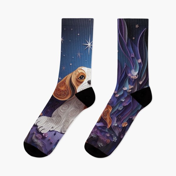 Artikelvorschau, Beagle dog in the sea at night with moon and stars. entworfen und verkauft von aiphotosart.