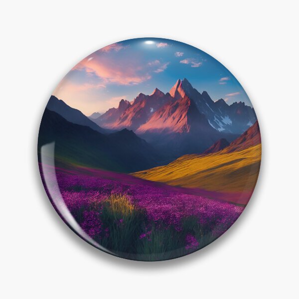 Item preview, Mountain Range Landscapes With a Breathtaking Display of Wildflowers Against a Majestic Mountain Backdrop, Ai Generated Art designed and sold by AiGens.