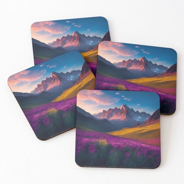Item preview, Mountain Range Landscapes With a Breathtaking Display of Wildflowers Against a Majestic Mountain Backdrop, Ai Generated Art designed and sold by AiGens.