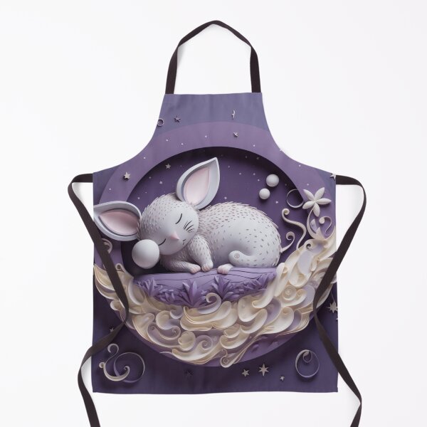 Aperçu de l'œuvre Cute white rabbit sleeping in a purple round frame. 3d rendering créée et vendue par aiphotosart.