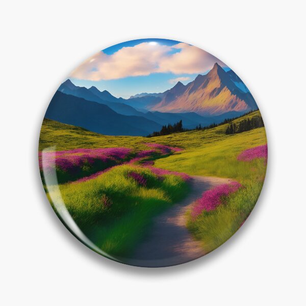 Item preview, Mountain Range Landscapes With Hiking Trails or Paths Winding Through the Wildflower Fields, Offering Scenic Walks, Ai Generated Art designed and sold by AiGens.