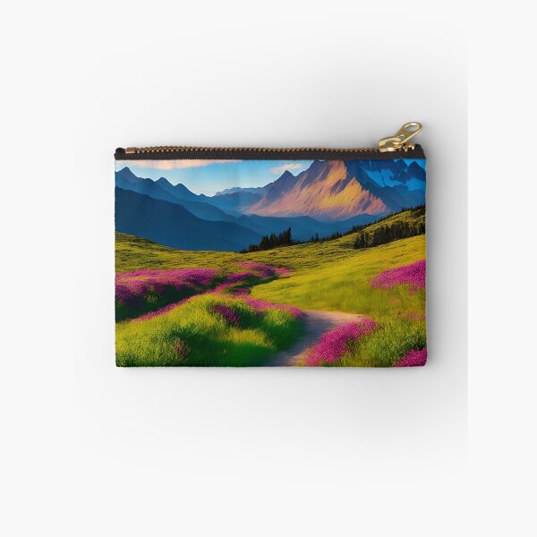 Item preview, Mountain Range Landscapes With Hiking Trails or Paths Winding Through the Wildflower Fields, Offering Scenic Walks, Ai Generated Art designed and sold by AiGens.