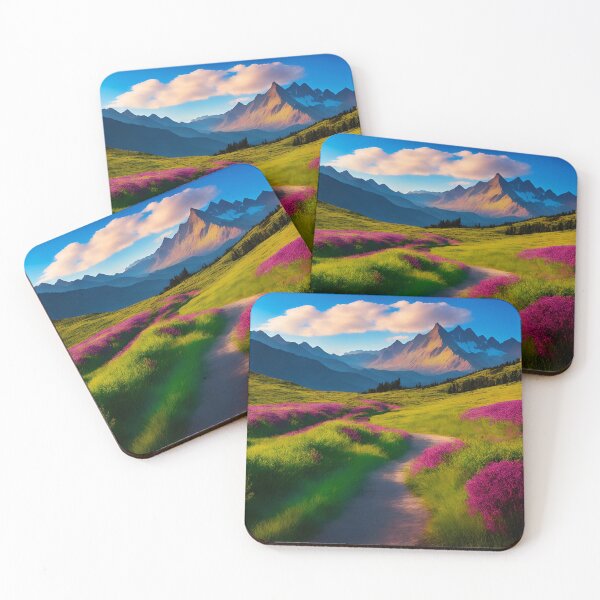 Item preview, Mountain Range Landscapes With Hiking Trails or Paths Winding Through the Wildflower Fields, Offering Scenic Walks, Ai Generated Art designed and sold by AiGens.