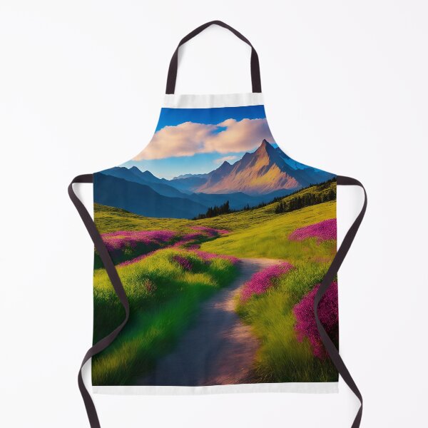 Item preview, Mountain Range Landscapes With Hiking Trails or Paths Winding Through the Wildflower Fields, Offering Scenic Walks, Ai Generated Art designed and sold by AiGens.