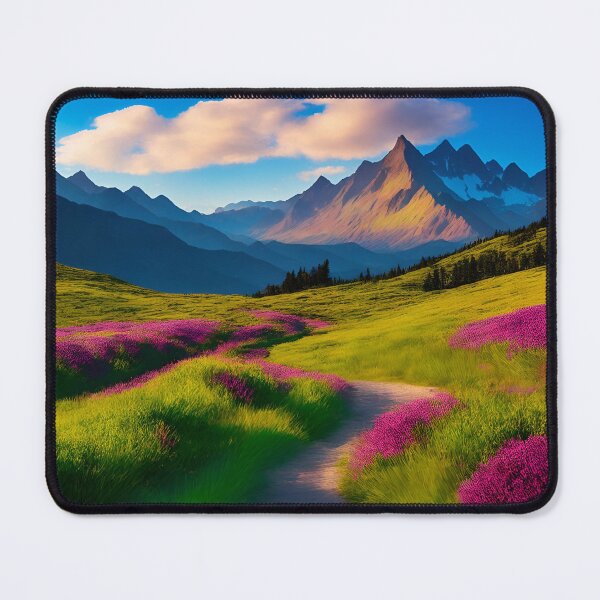 Item preview, Mountain Range Landscapes With Hiking Trails or Paths Winding Through the Wildflower Fields, Offering Scenic Walks, Ai Generated Art designed and sold by AiGens.
