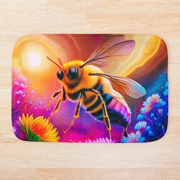 Aperçu de l'œuvre Conception vibrante de la nature des abeilles et des fleurs créée et vendue par WitchyWare.
