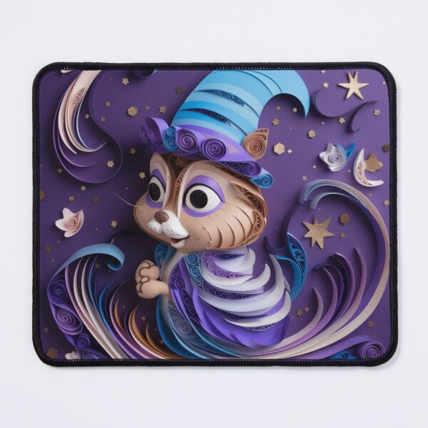 Artikelvorschau, Halloween background with a cute cartoon cat in blue and purple. entworfen und verkauft von aiphotosart.