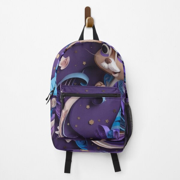 Artikelvorschau, Halloween background with a cute cartoon cat in blue and purple. entworfen und verkauft von aiphotosart.