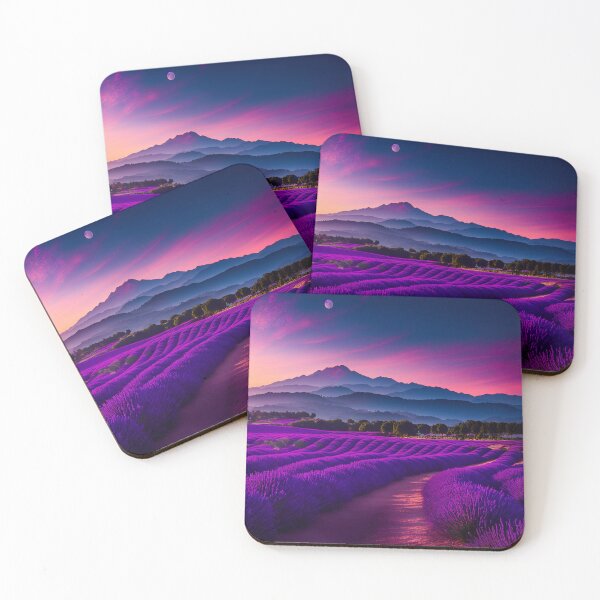 Item preview, Lavender Field Landscapes With a Backdrop of Distant Mountains or Hills, Contrasting With the Vibrant Purple Hues of the Lavender, Ai Generated Art designed and sold by AiGens.