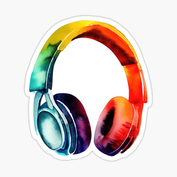 Rainbow Headphone Stickers for Sale