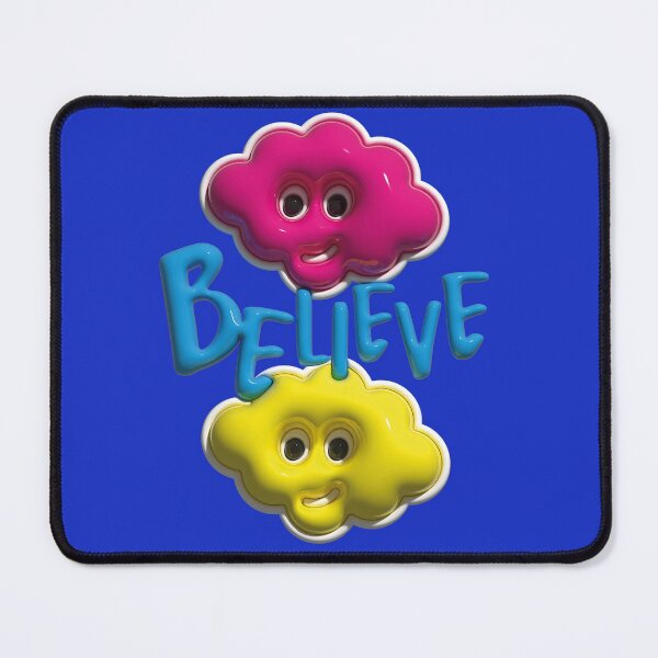 Item preview, Believe, two funny clouds, colorful 3D illustration designed and sold by utaart.
