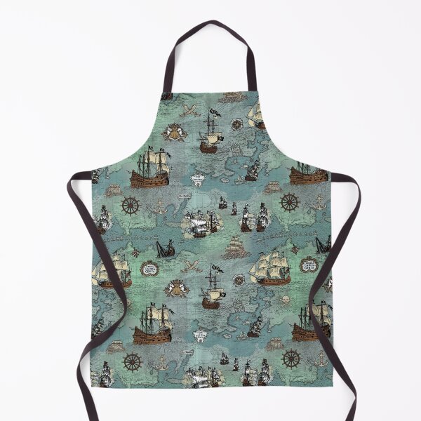 Item preview, Pirate Map Nautical Sea Print Ocean Blue & Sea Glass Green designed and sold by TejaJamilla.