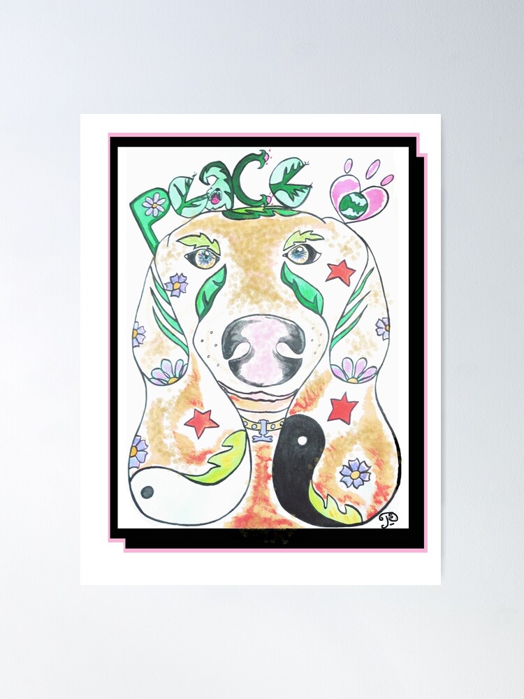 Aperçu 2 sur 3. Poster avec l'œuvre PopDog Art Basset Hound - illustration chien Basset colorée ! créée et vendue par doudouedition.