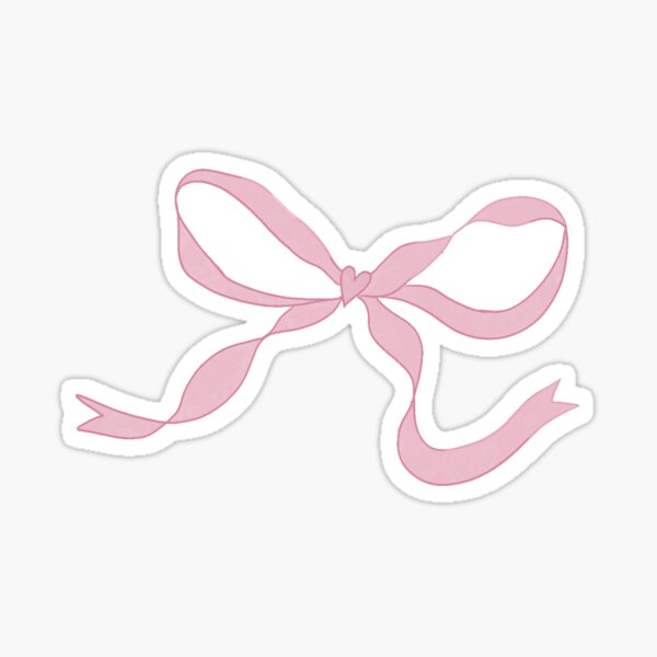 Coquette balletcore pink ribbon bow  Sticker for Sale by