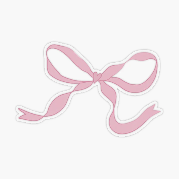 Pink Bow Ribbon Knot Coquette Watercolor Painted Sticker for Sale