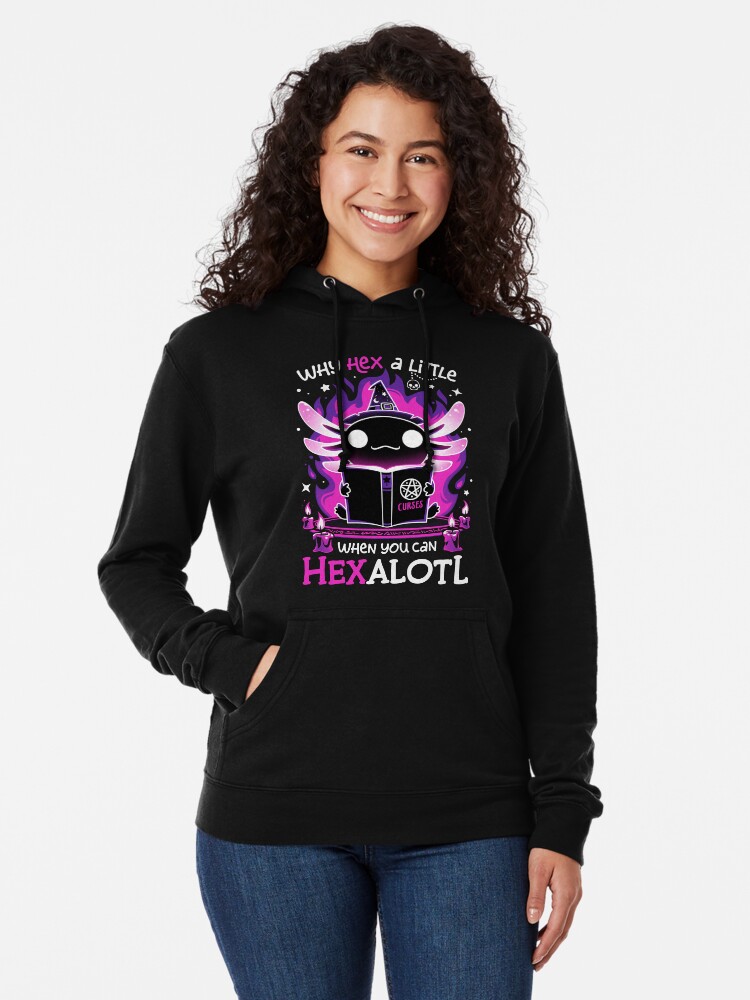 Thumbnail 2 of 5, Lightweight Hoodie, Axolotl Witching Hour - Spooky Salamander designed and sold by Snouleaf.