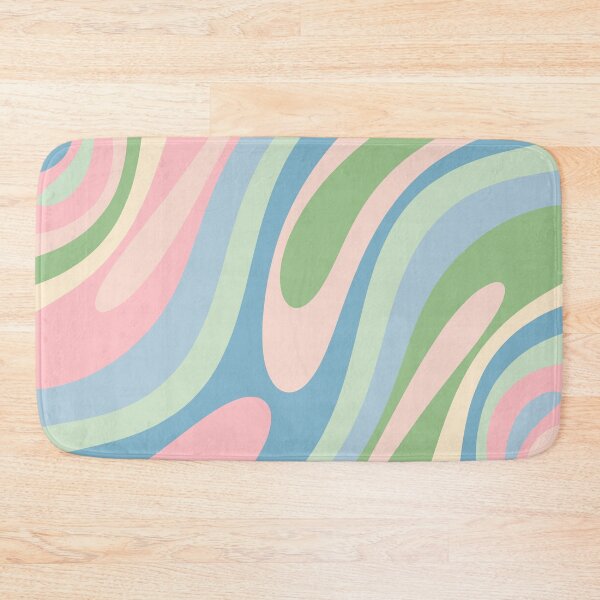 Item preview, Wavy Loops Retro Abstract Pattern Pastel Blue Pink Green designed and sold by kierkegaard.