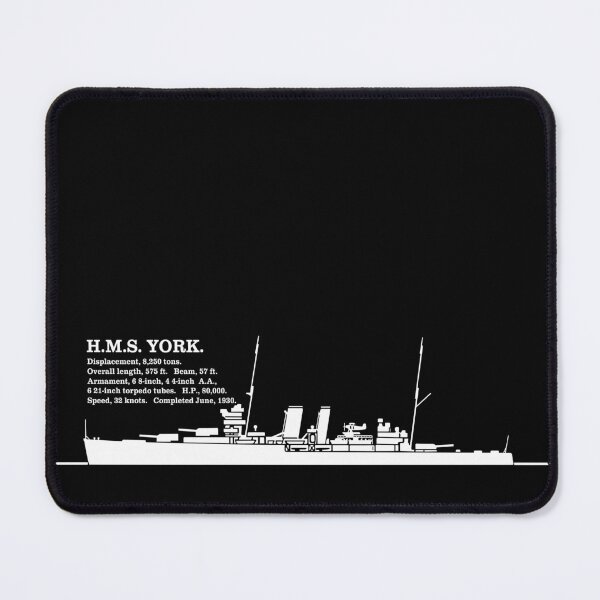 Item preview, HMS York 90 British WW2 Heavy Cruiser Infographic Silhouette designed and sold by MilitaryMart.