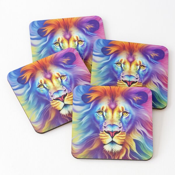 Item preview, portrait of a lion with a colorful mane designed and sold by jkrphoto.