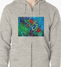Tropical Flowers Zipped Hoodie