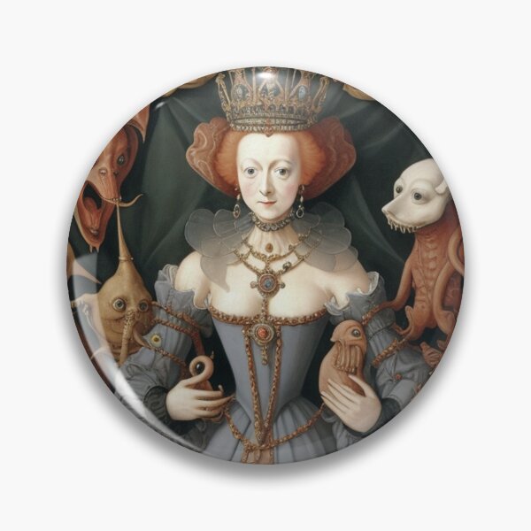 Item preview, Queen Elizabeth I of England surrounded by Demons and Fallen angels at court after Hieronymus Bosch designed and sold by Vintage Designs +.