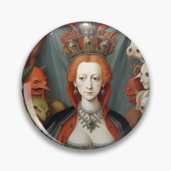 Item preview, Queen Elizabeth I of England surrounded by Demons and Fallen angels at court after Hieronymus Bosch designed and sold by Vintage Designs +.
