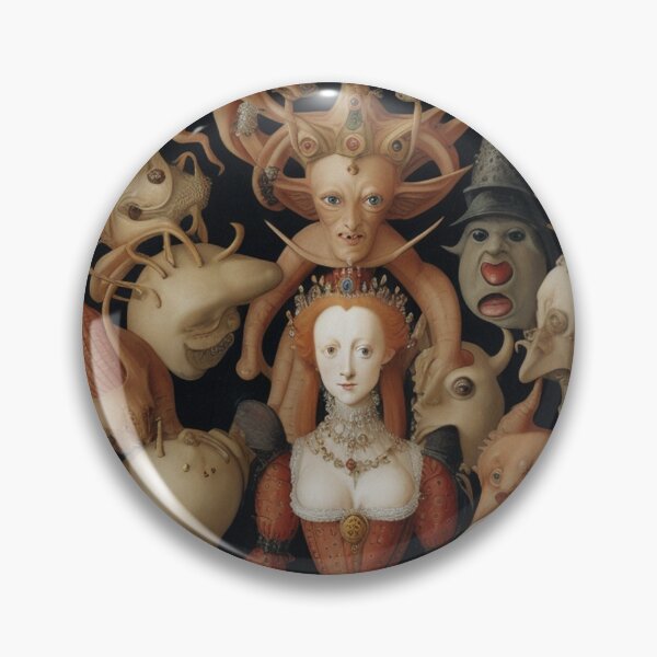 Item preview,  Queen Elizabeth I of England surrounded by Demons and Fallen angels at court after Hieronymus Bosch designed and sold by Vintage Designs +.