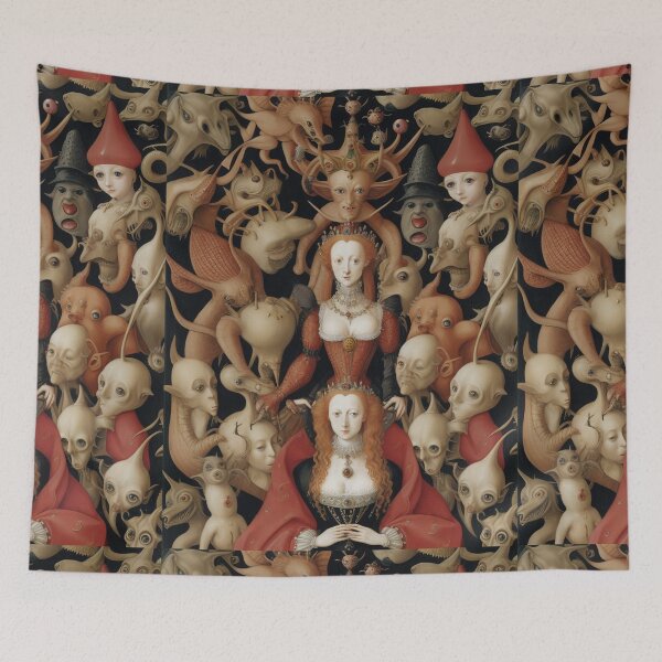 Item preview,  Queen Elizabeth I of England surrounded by Demons and Fallen angels at court after Hieronymus Bosch designed and sold by Vintage Designs +.