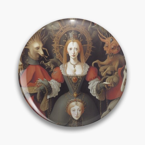 Item preview, Queen Elizabeth I of England surrounded by Demons and Fallen angels at court after Hieronymus Bosch designed and sold by Vintage Designs +.