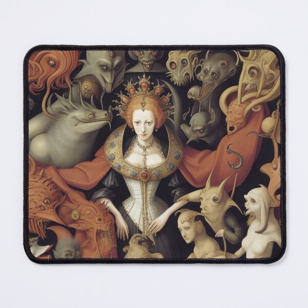 Item preview, Queen Elizabeth I of England surrounded by Demons and Fallen angels at court after Hieronymus Bosch designed and sold by Vintage Designs +.