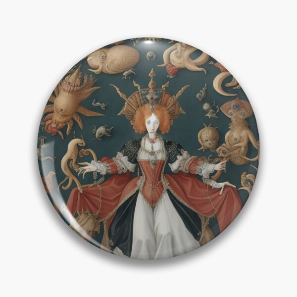 Item preview, Queen Elizabeth I of England surrounded by Demons and Fallen angels at court after Hieronymus Bosch designed and sold by Vintage Designs +.