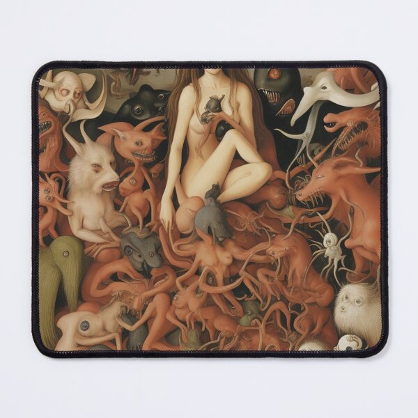 Item preview, A beautiful woman from the middle ages surrounded by Demons and Fallen angels at court after Hieronymus Bosch designed and sold by Vintage Designs +.