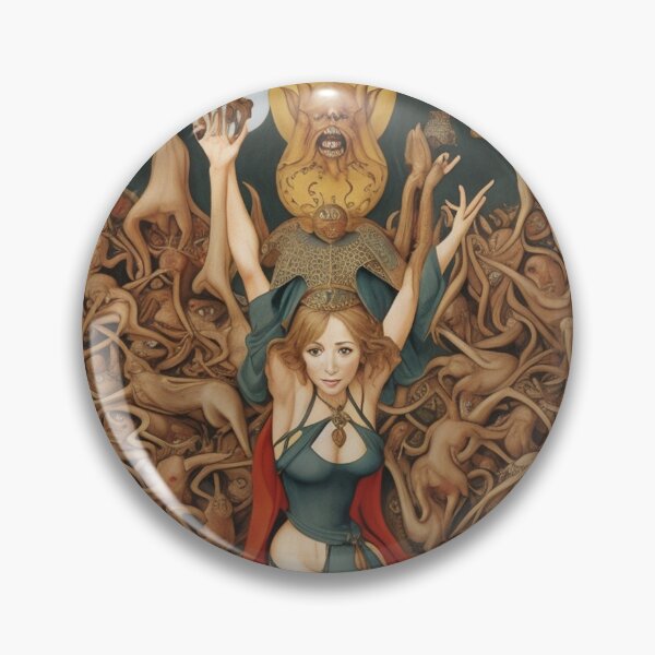 Item preview,  A beautiful woman from the middle ages surrounded by Demons and Fallen angels at court after Hieronymus Bosch designed and sold by Vintage Designs +.