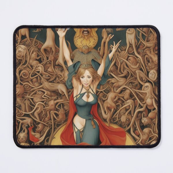 Item preview, A beautiful woman from the middle ages surrounded by Demons and Fallen angels at court after Hieronymus Bosch designed and sold by Vintage Designs +.