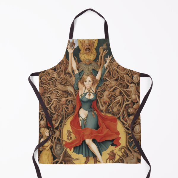 Item preview, A beautiful woman from the middle ages surrounded by Demons and Fallen angels at court after Hieronymus Bosch designed and sold by Vintage Designs +.