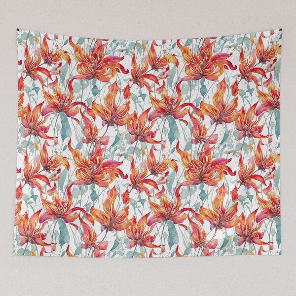 Artikelvorschau, Aquarell rot-orangefarbene Blumen entworfen und verkauft von ohmdesignart.